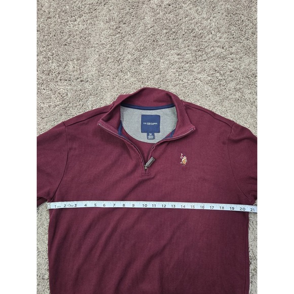 US Polo Assn. Burgundy Red Quarter 1/4 Zip-Up Sweater Men's  Size Medium - Picture 6 of 7